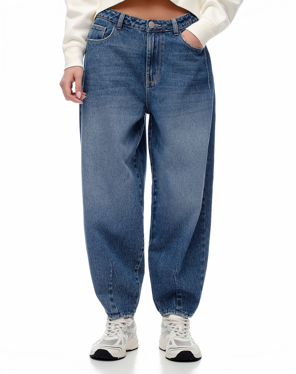 Jean carrot fit tiro medio indigo