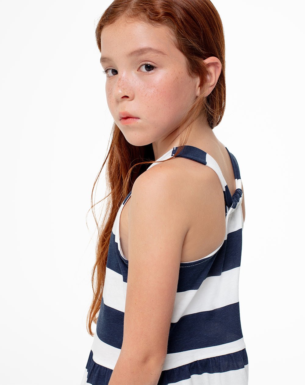 Vestido Lirai corto azul rayas