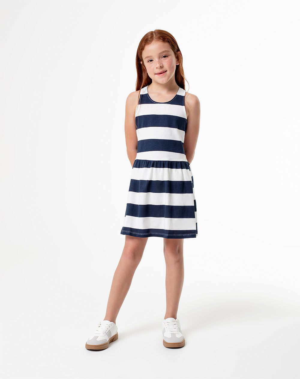 Vestido Lirai corto azul rayas