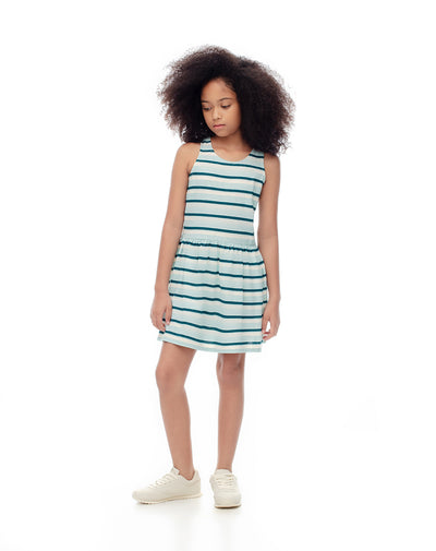 Vestido corto azul rayas
