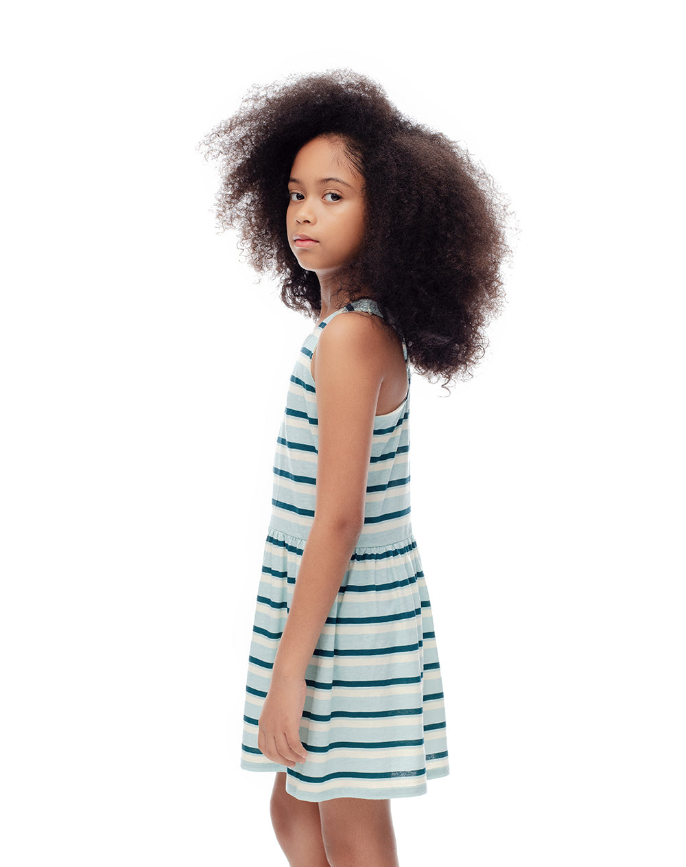 Vestido corto algodón rayas niña