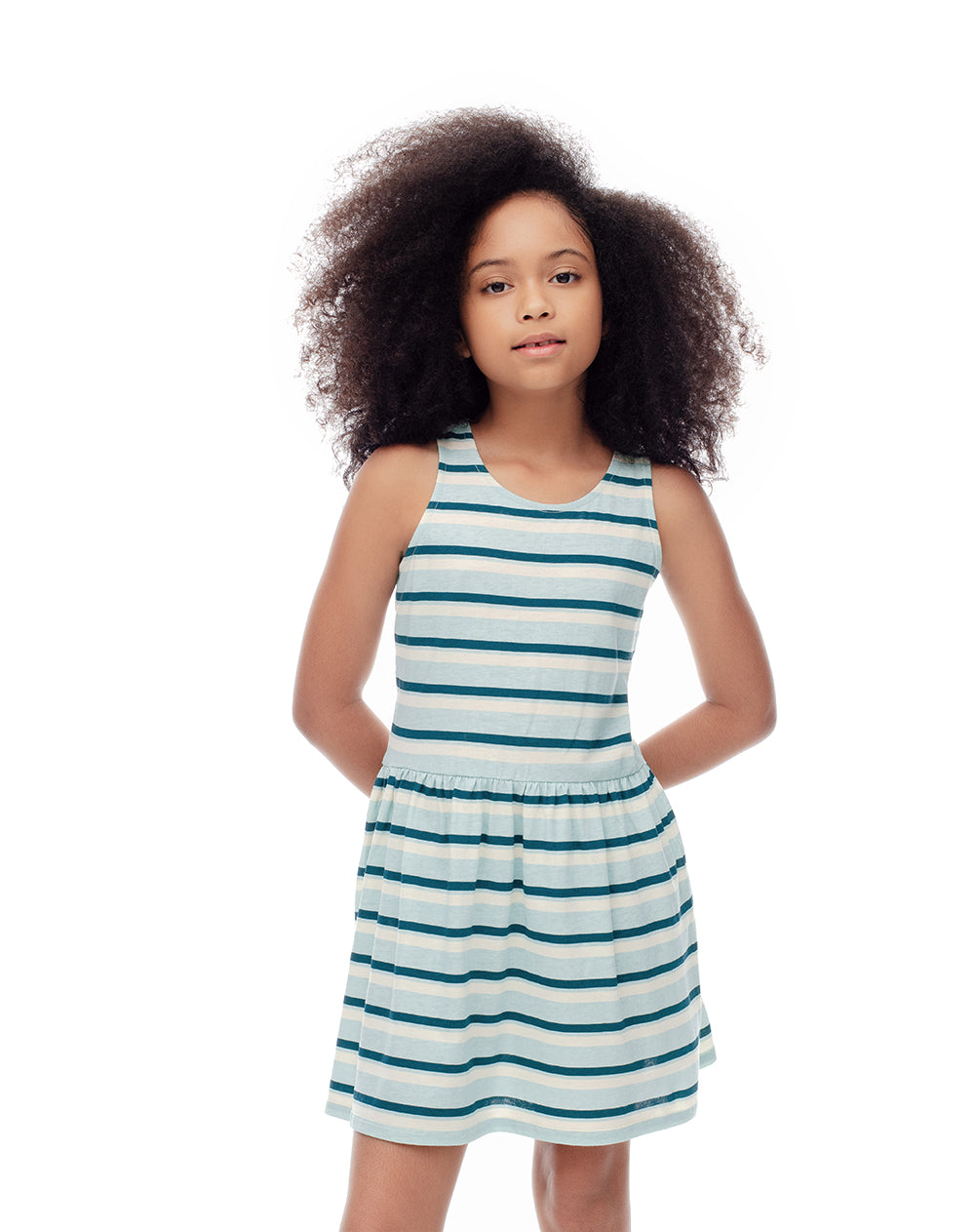 Vestido corto algodón rayas niña