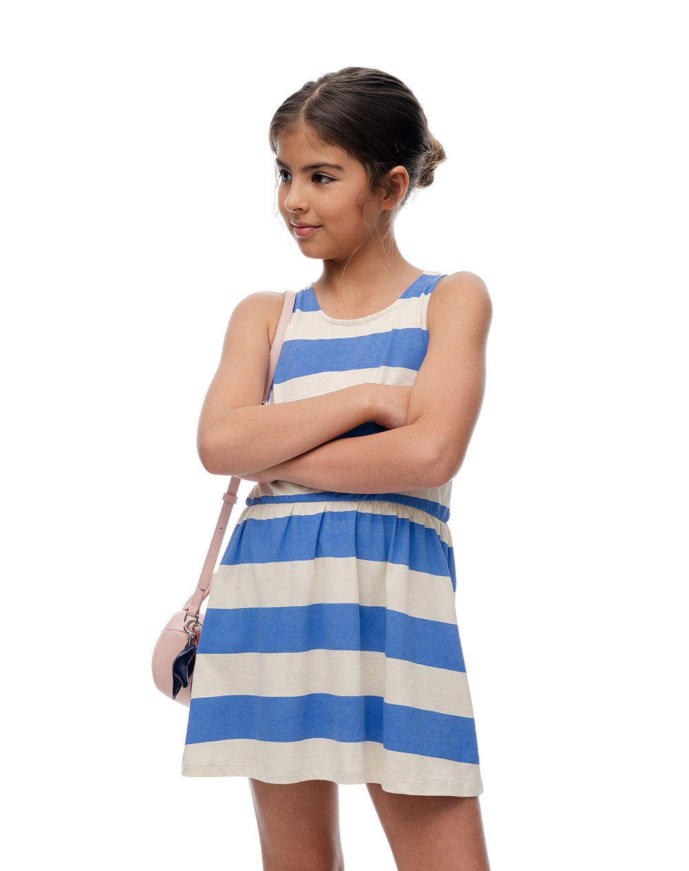 Vestido corto algodón rayas niña