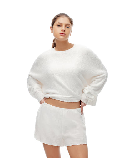 Short de pijama algodón blanco mujer