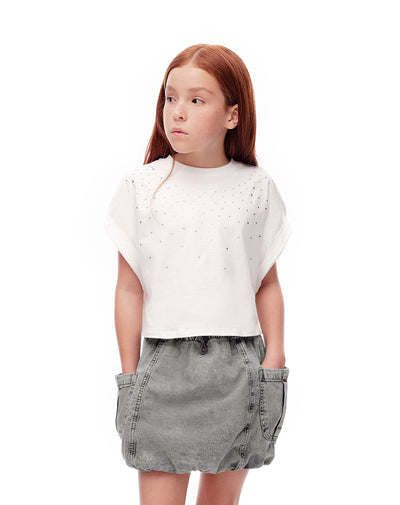 Falda corto tiro medio denim gris