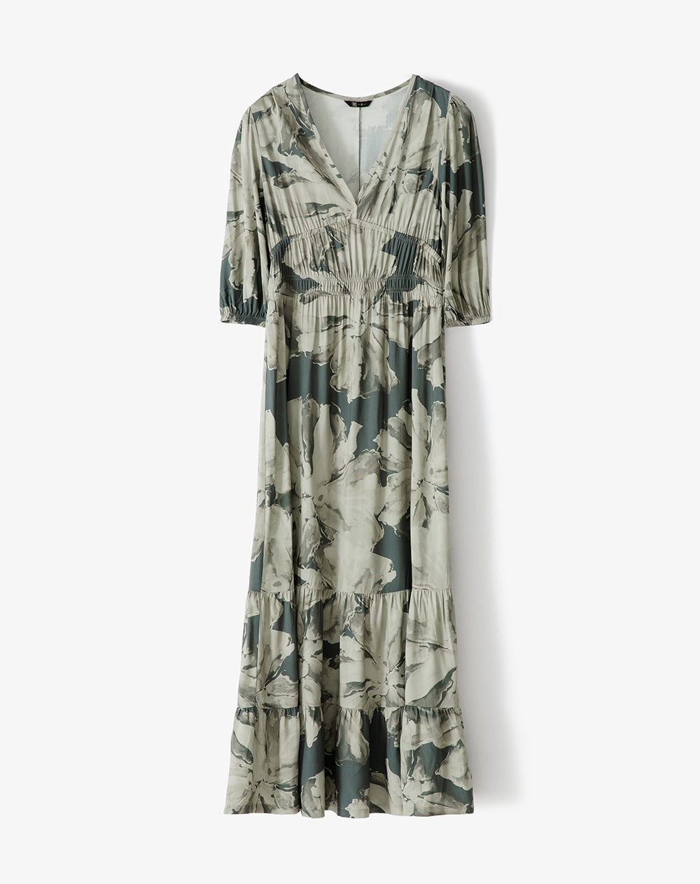 Vestido largo maxi manga 3/4 estampado mujer