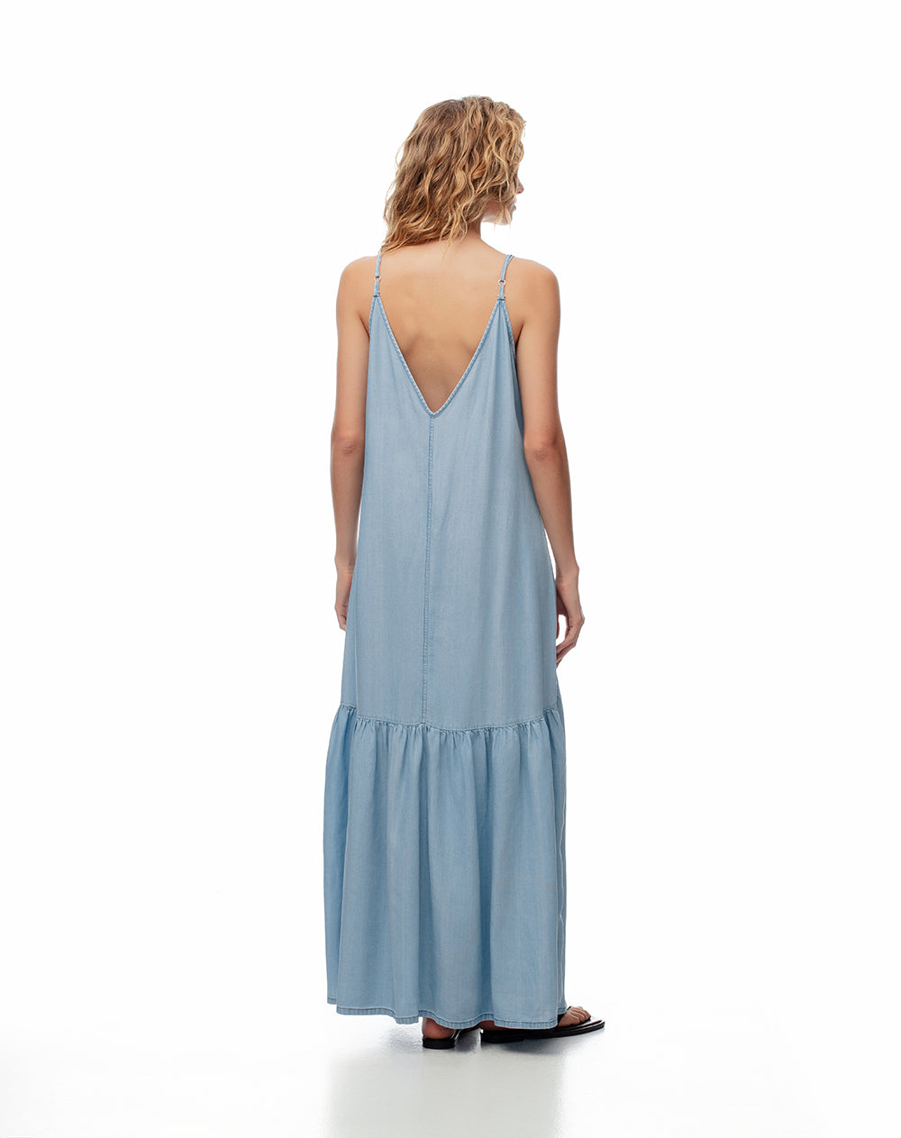 Vestido largo indigo claro