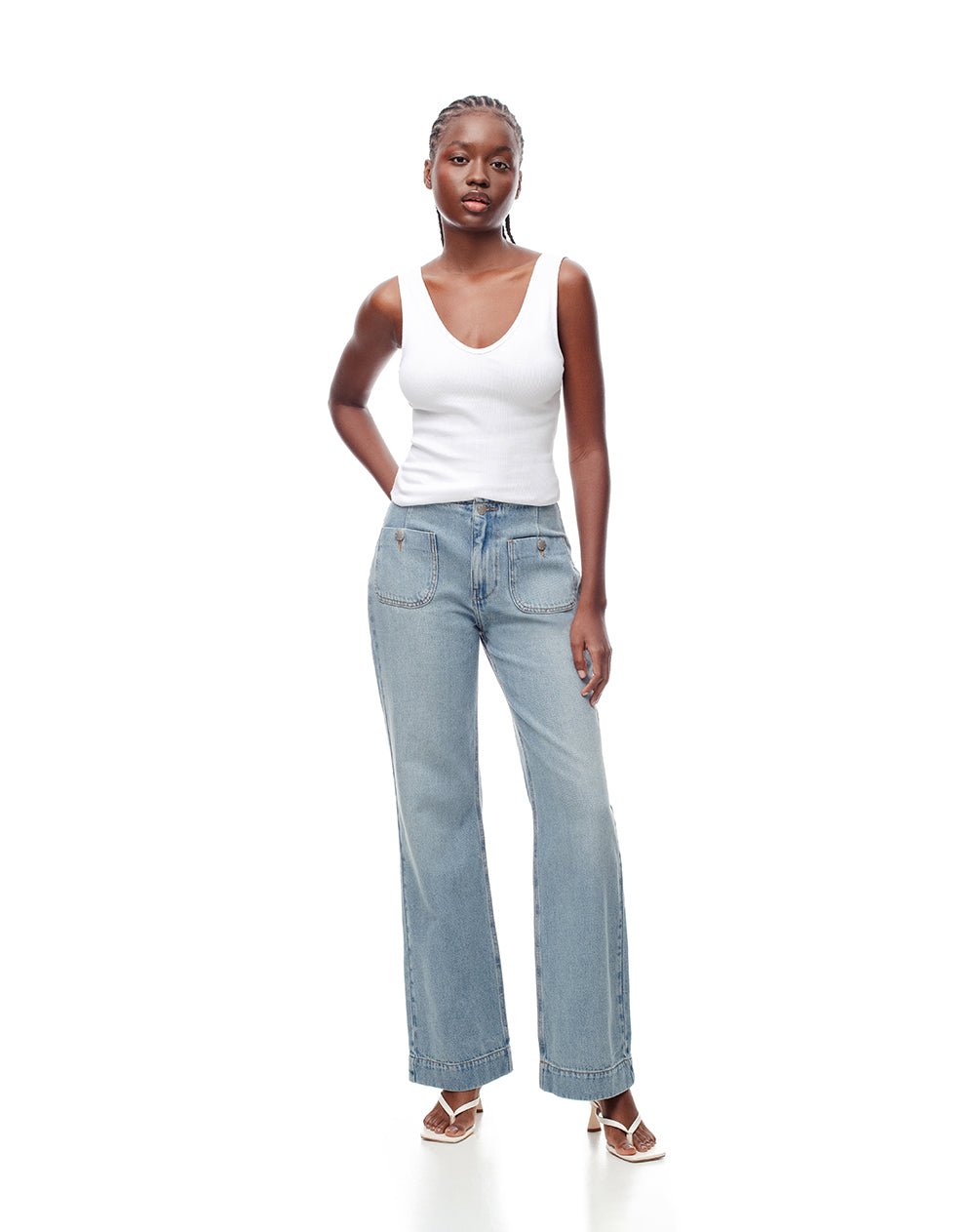 Jean flare fit tiro medio indigo