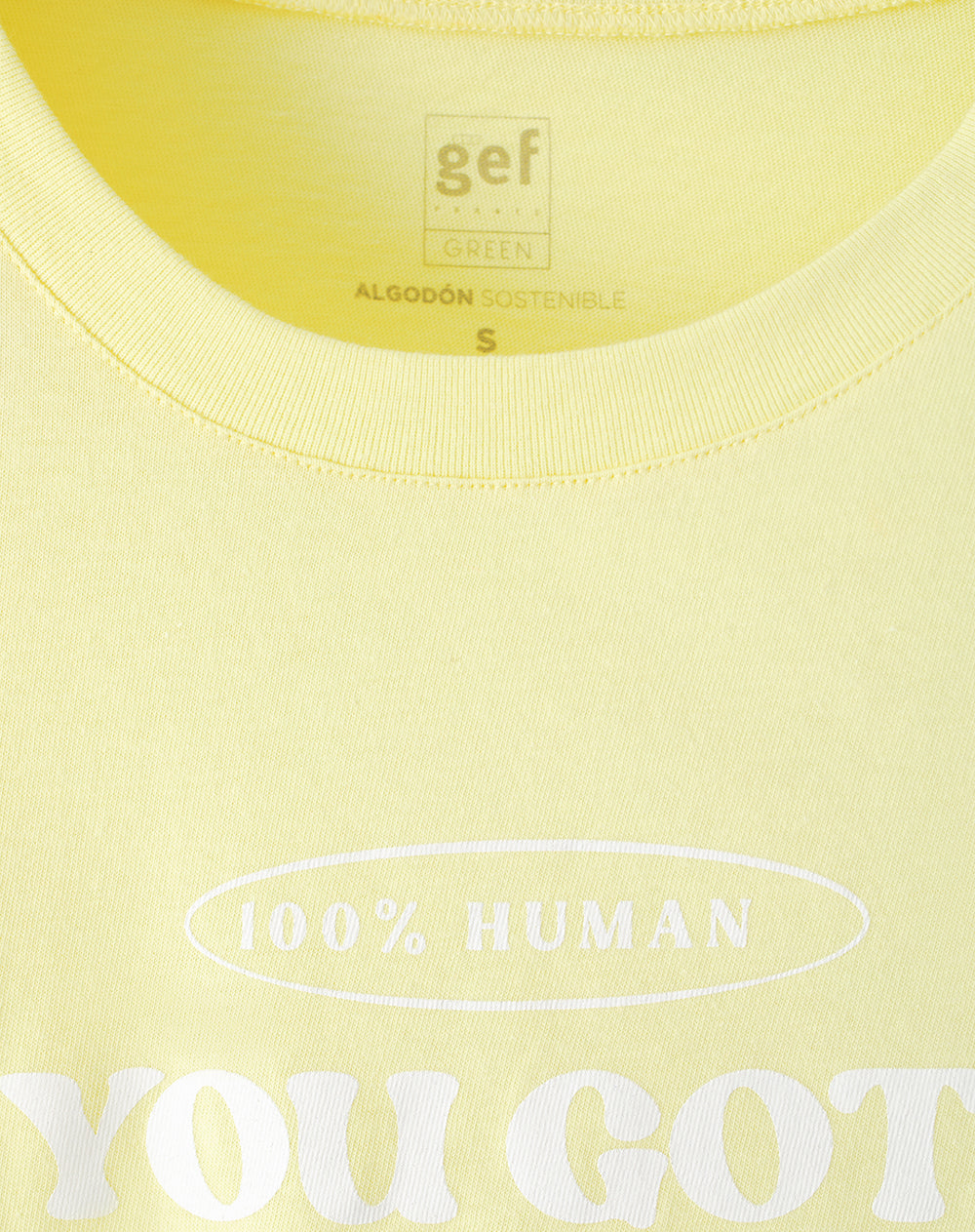 Camiseta cro regular algodón amarilla estampada mujer