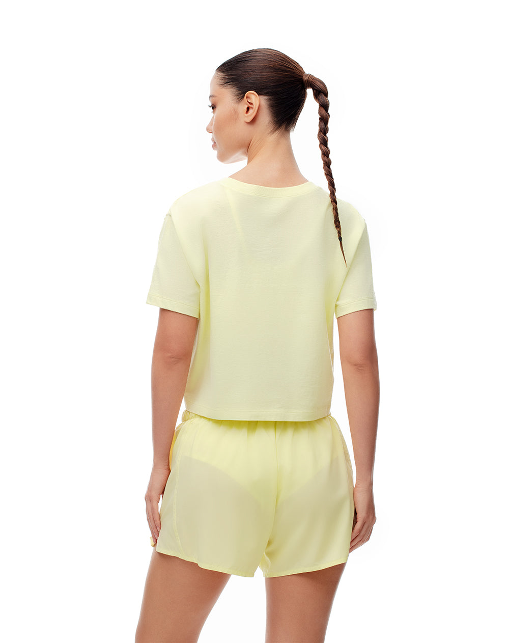 Camiseta cro regular algodón amarilla estampada mujer