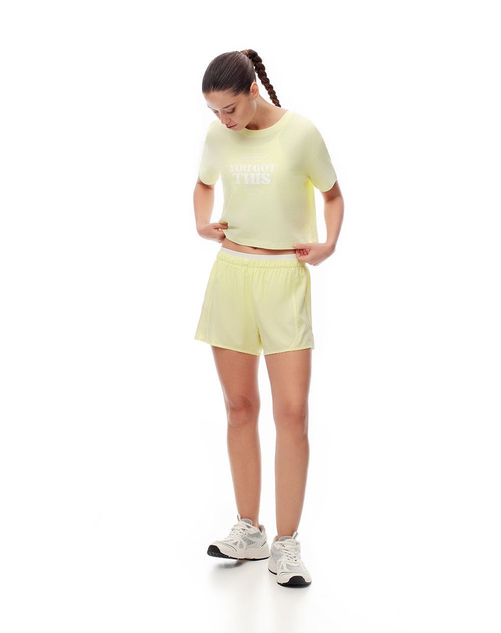 Camiseta cro regular algodón amarilla estampada mujer