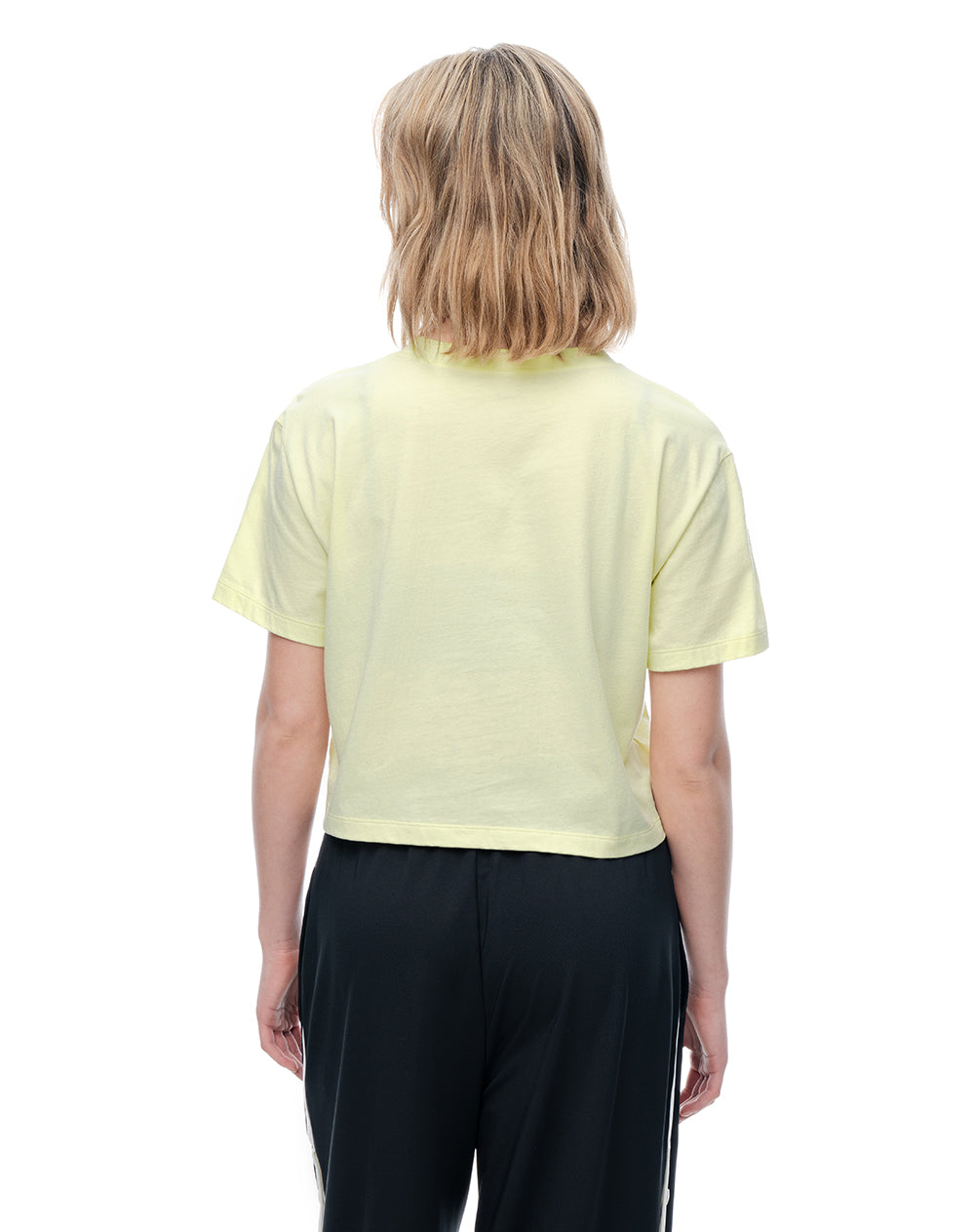Camiseta crop regular algodón amarillo mujer