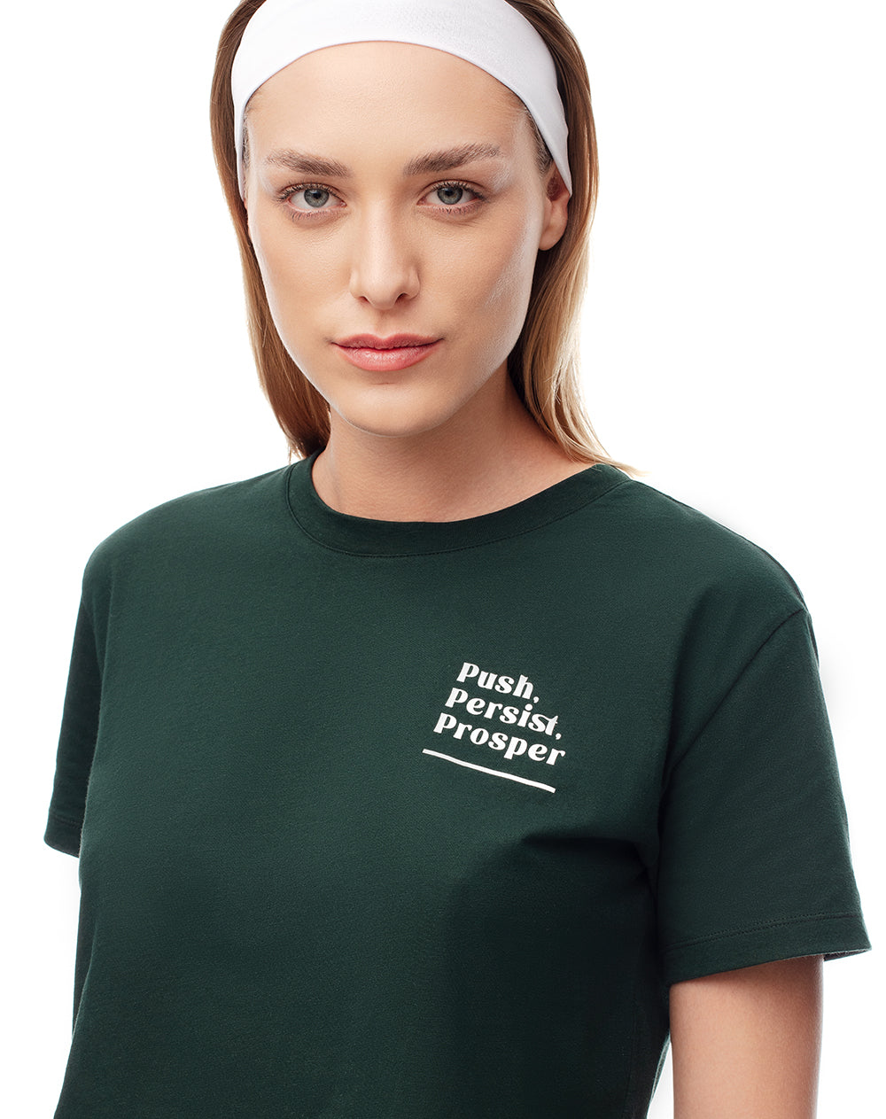 Camiseta crop regular algodón verde mujer