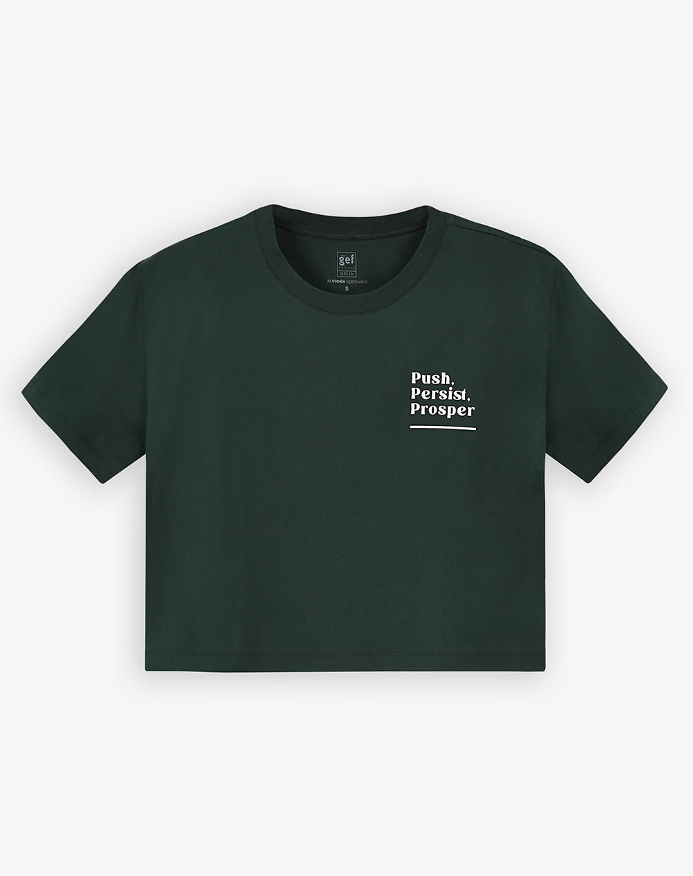 Camiseta crop regular algodón verde mujer