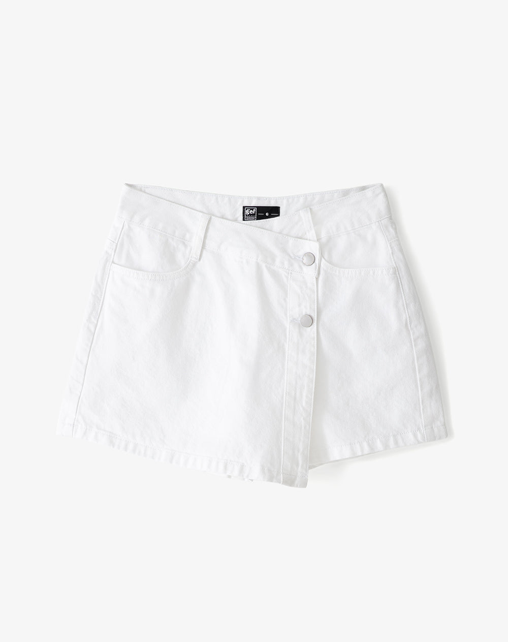 Falda short tiro alto denim blanca mujer