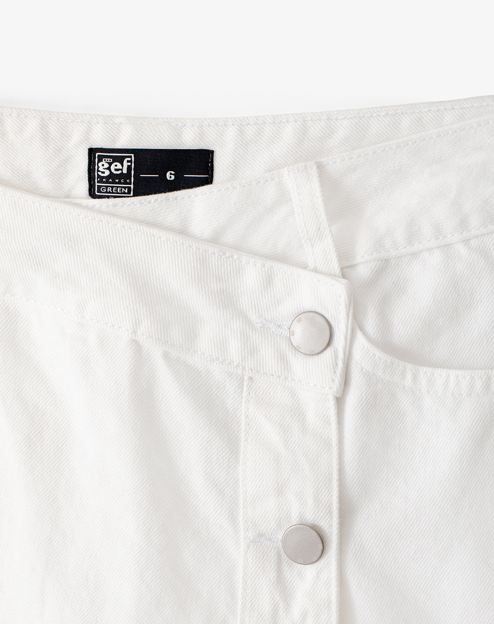 Falda short tiro alto denim blanca mujer