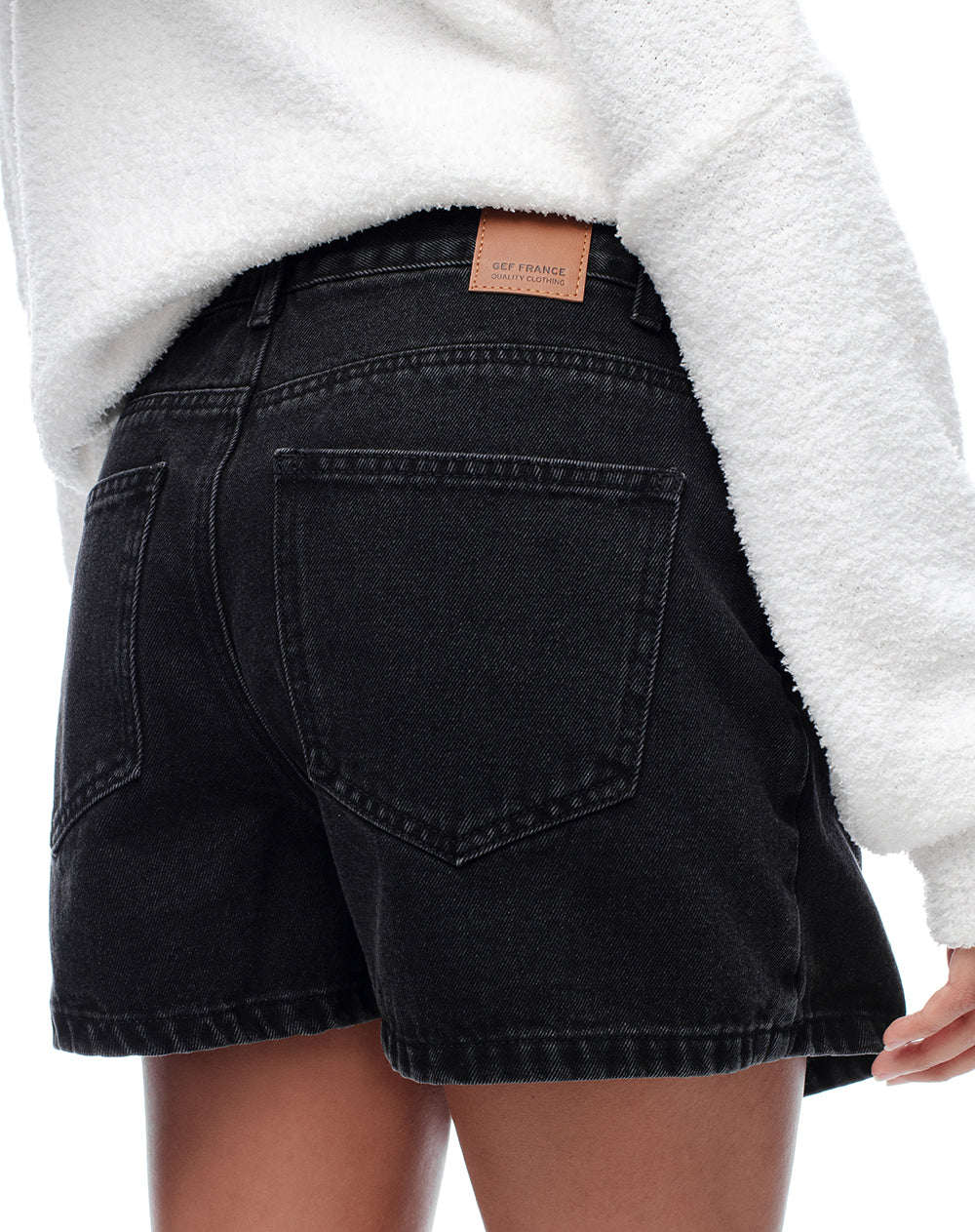 Falda short tiro alto denim negro mujer