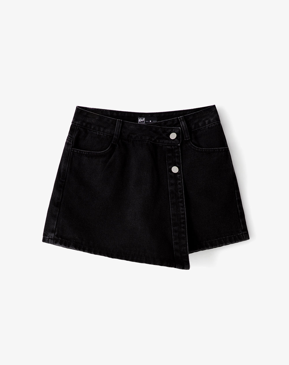 Falda short tiro alto denim negro mujer