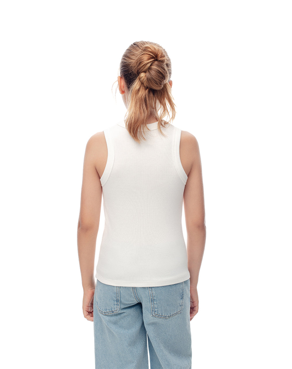 Camiseta esqueleto slim rib algodón vainilla niña