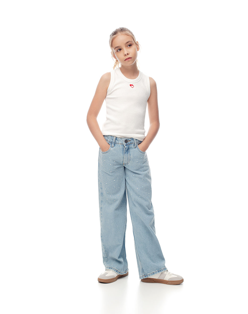 Camiseta esqueleto slim rib algodón vainilla niña