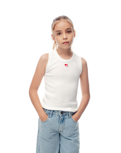Camiseta esqueleto slim rib algodón vainilla niña