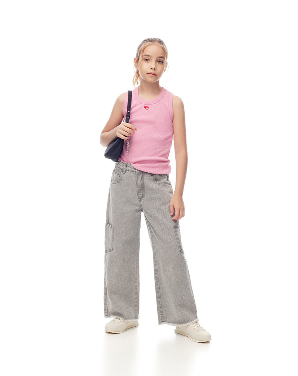 Camiseta esqueleto slim rib algodón rosa niña