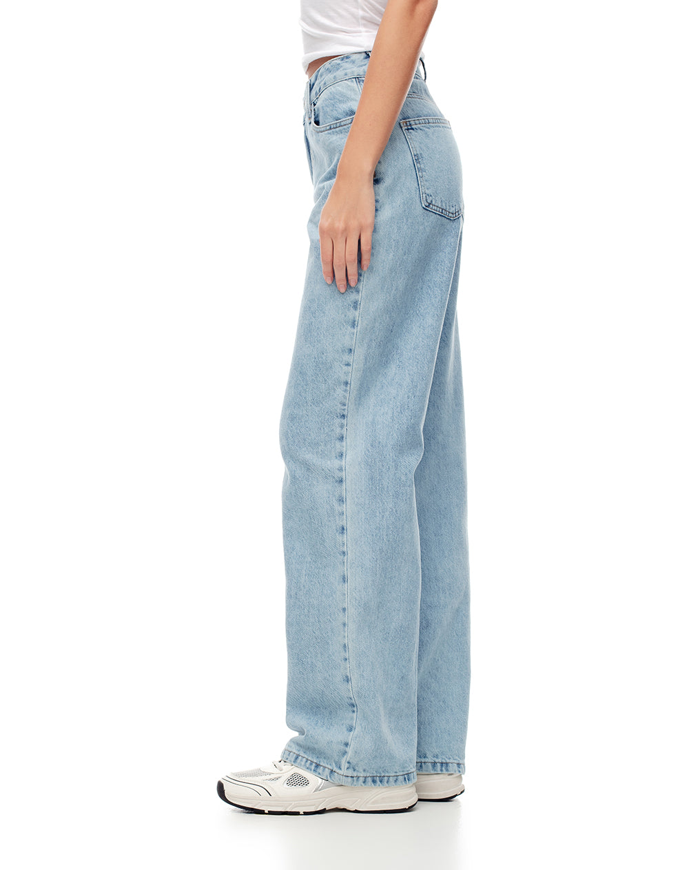 Jean regular fit tiro alto indigo claro