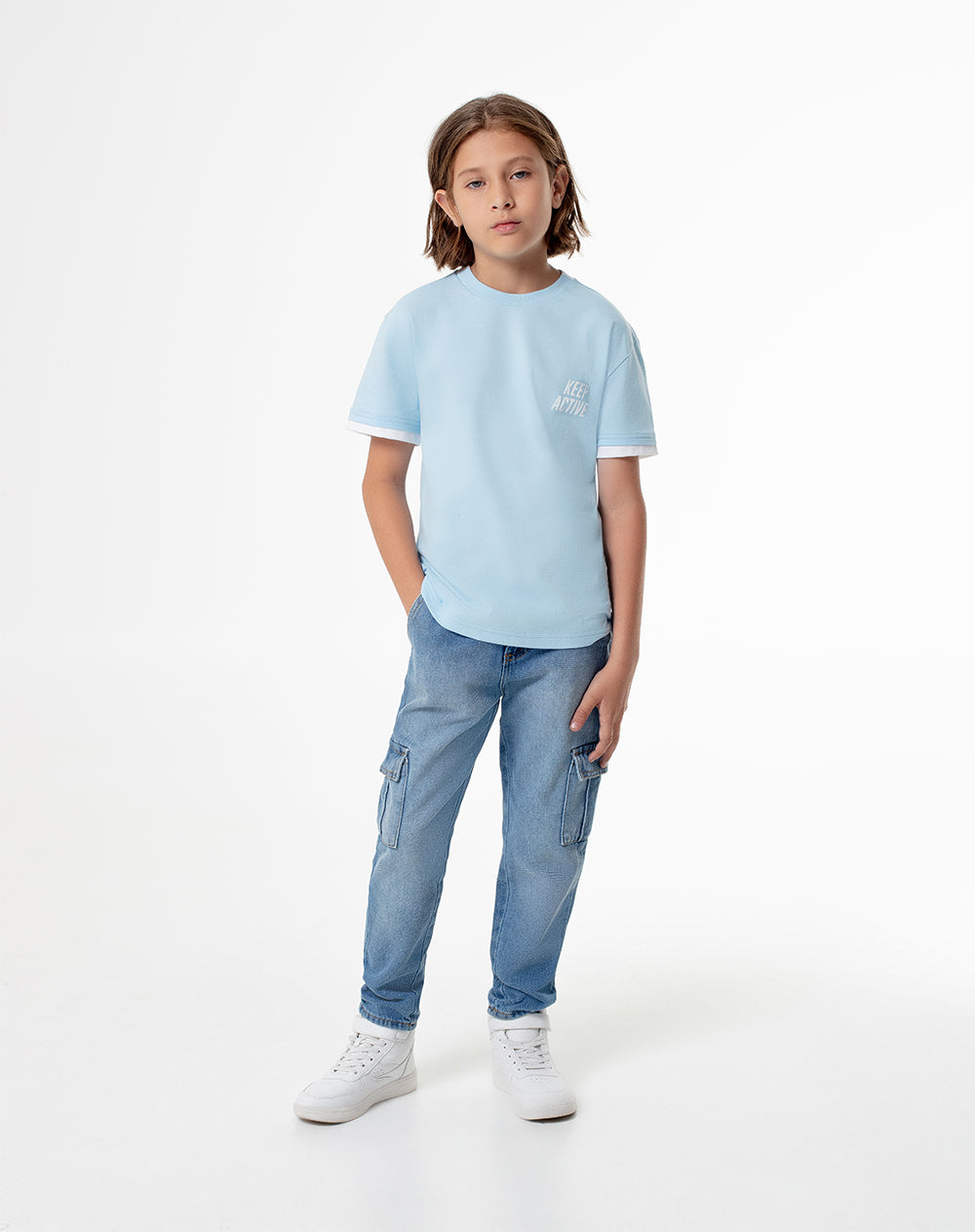 Camiseta Livos fit manga corta azul
