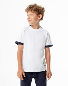 Camiseta Livos Fit Manga Corta Blanca para Niño