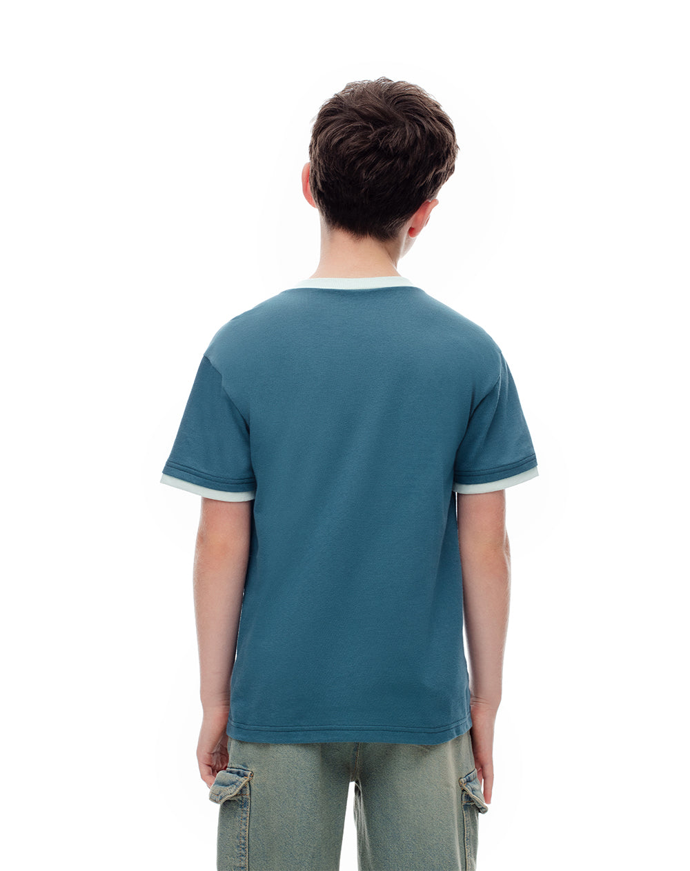 Camiseta regular algodón verde estampada niño