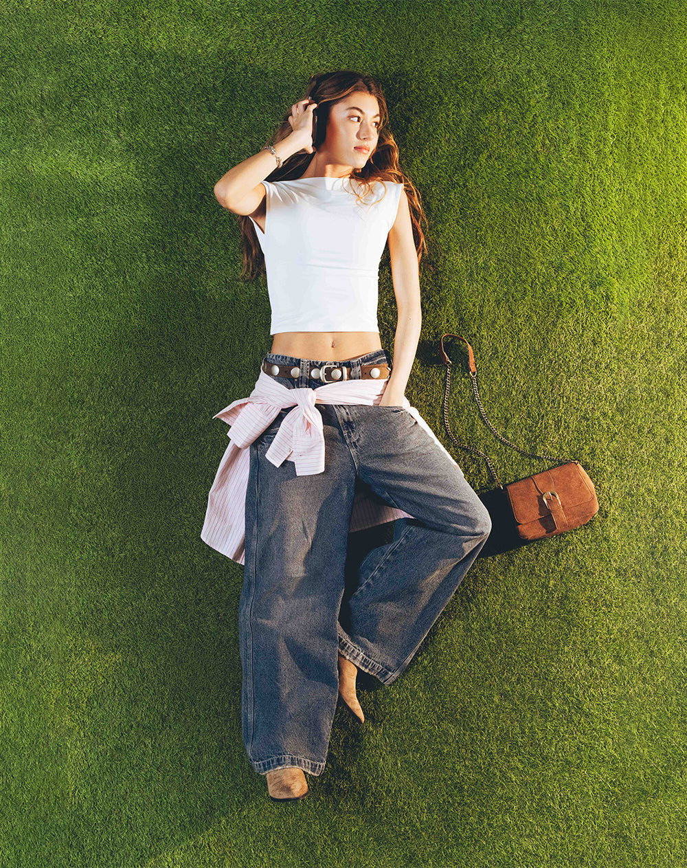 Camiseta crop slim doble tela blanca mujer