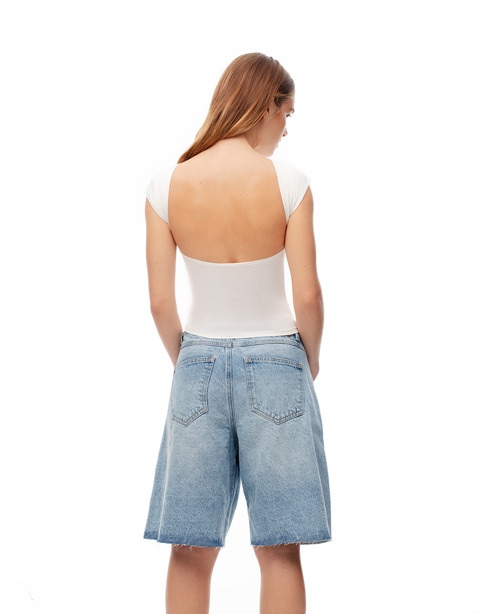 Pack x2 camiseta crop slim doble tela blanco + negro mujer