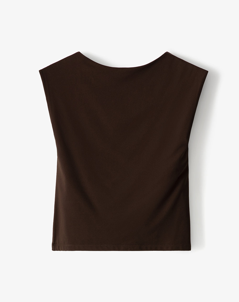 Camiseta crop slim doble tela chocolate mujer