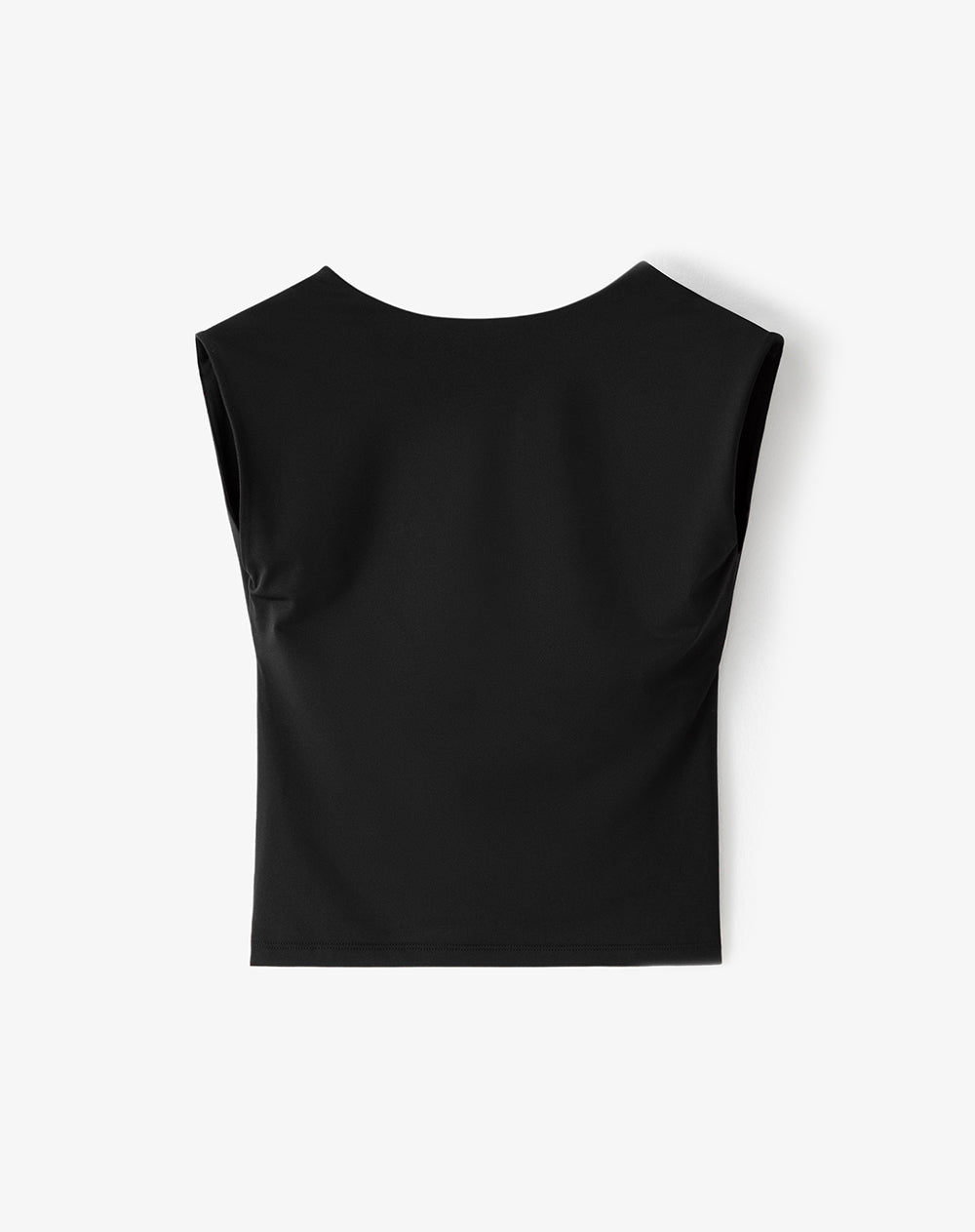 Camiseta crop slim doble tela negra mujer