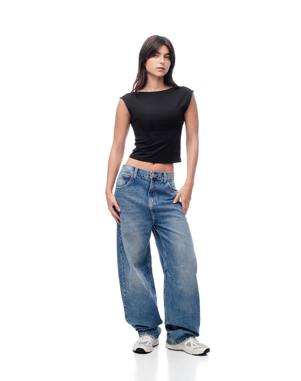 Pack x2 camiseta crop slim doble tela blanco + negro mujer