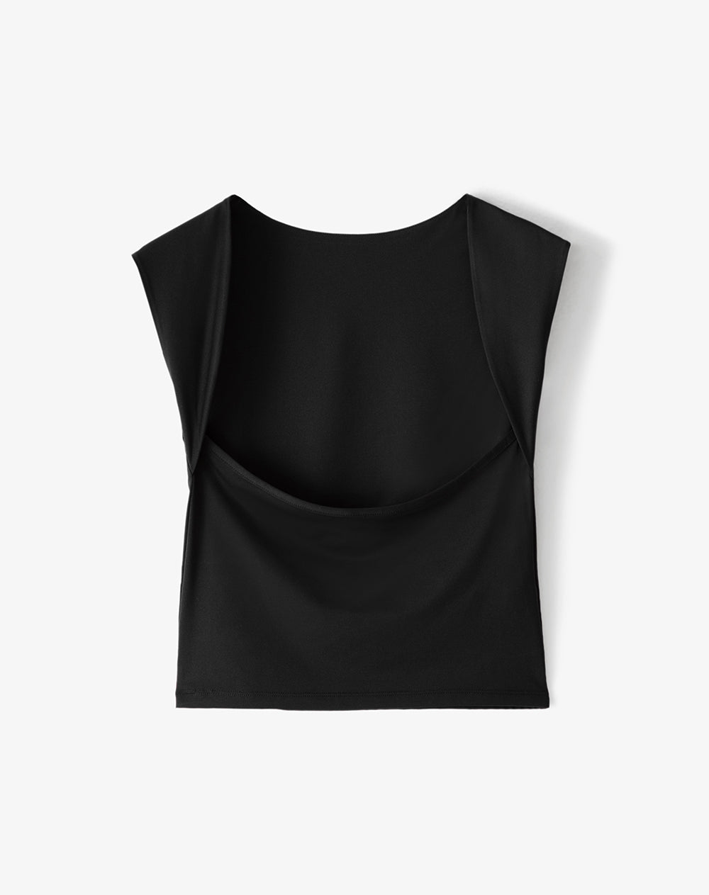 Camiseta crop slim doble tela negra mujer