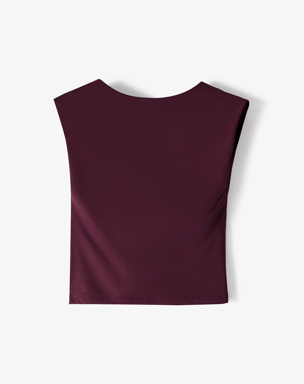 Camiseta crop slim doble tela vino tinto mujer