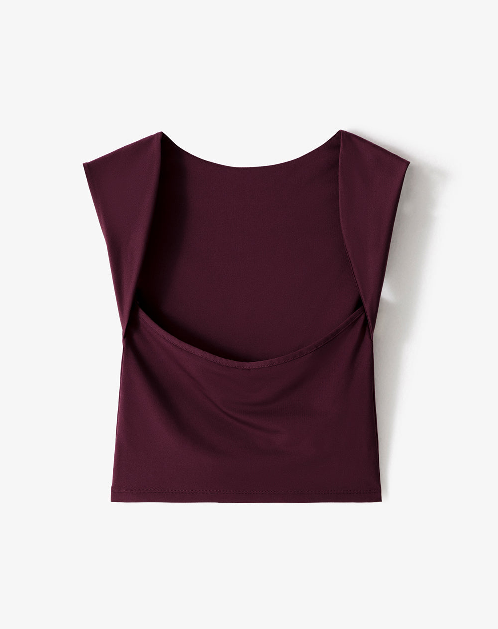 Camiseta crop slim doble tela vino tinto mujer