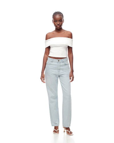 Jean Liwa relaxed fit tiro medio indigo claro