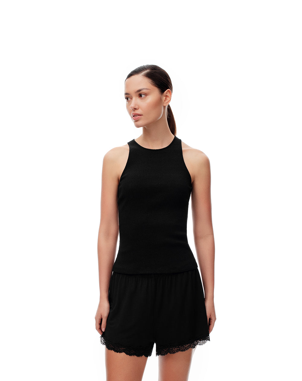 Camiseta esqueleto slim algodón negra mujer