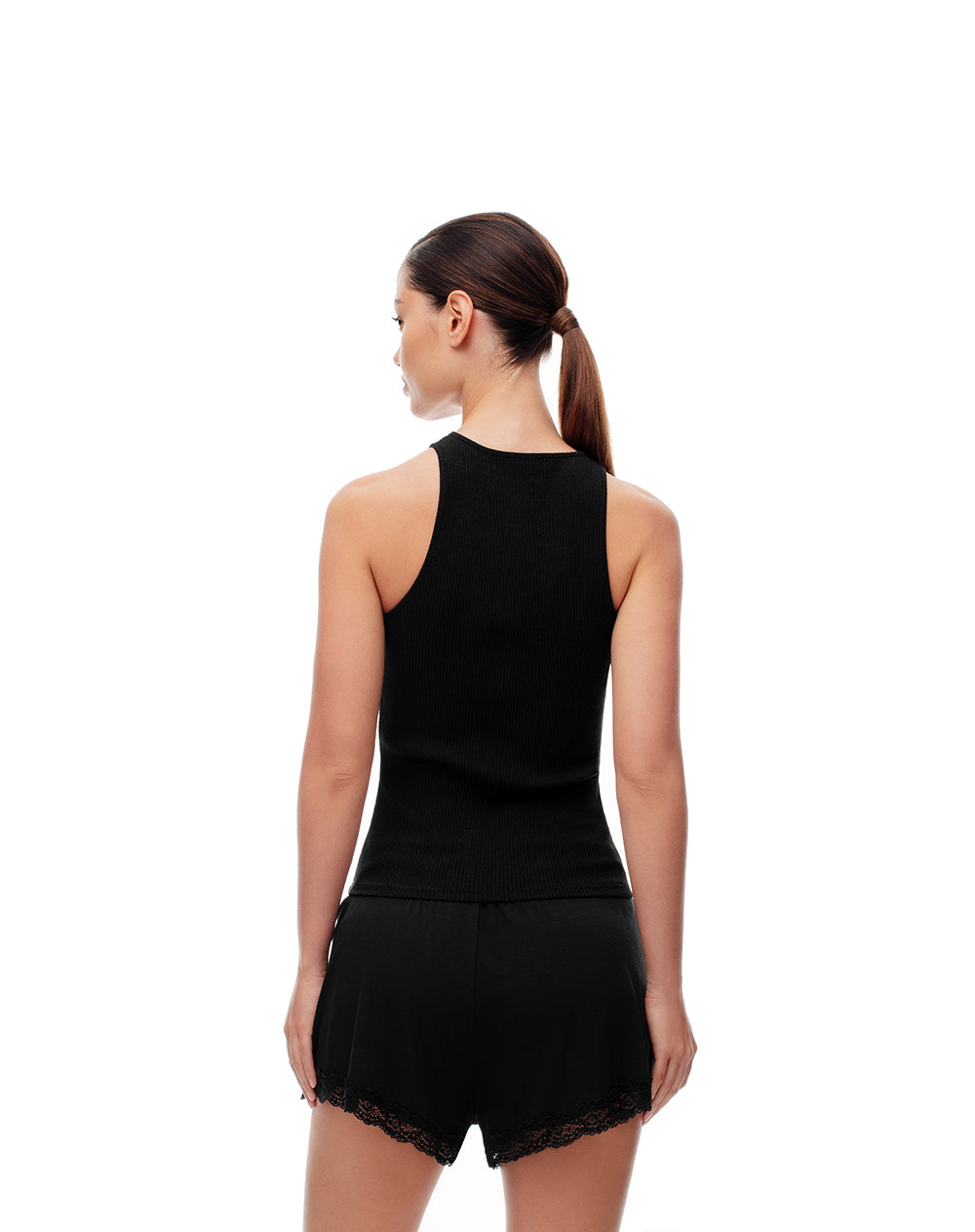 Camiseta esqueleto slim algodón negra mujer
