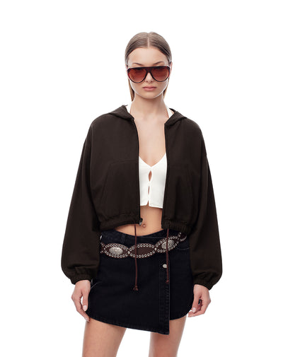 Chaqueta regular algodón chocolate mujer