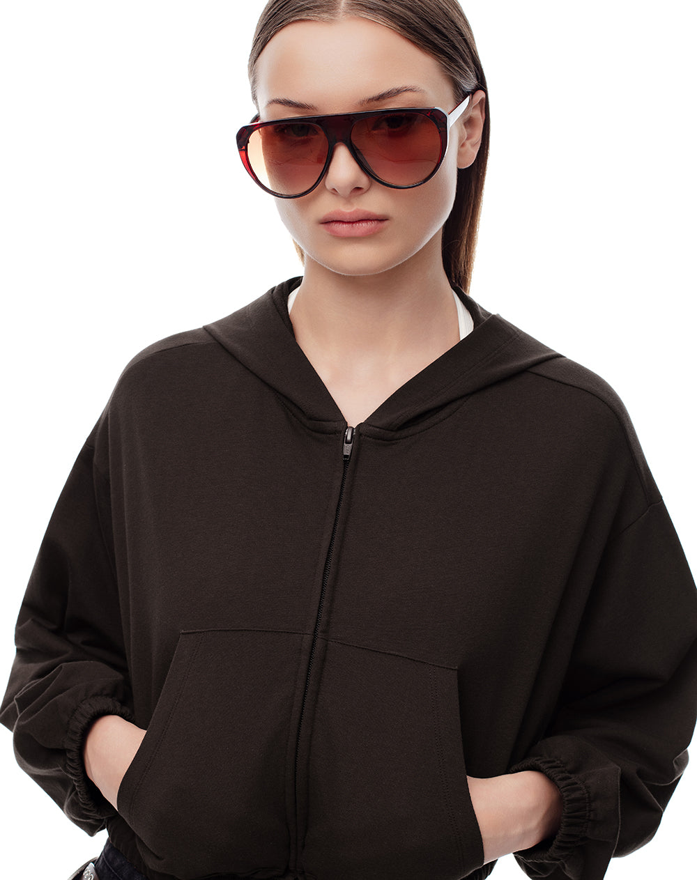 Chaqueta regular algodón chocolate mujer