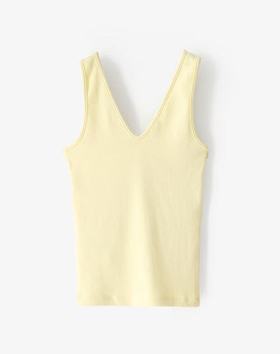 Camiseta manga sisa slim rib algodón amarilla mujer