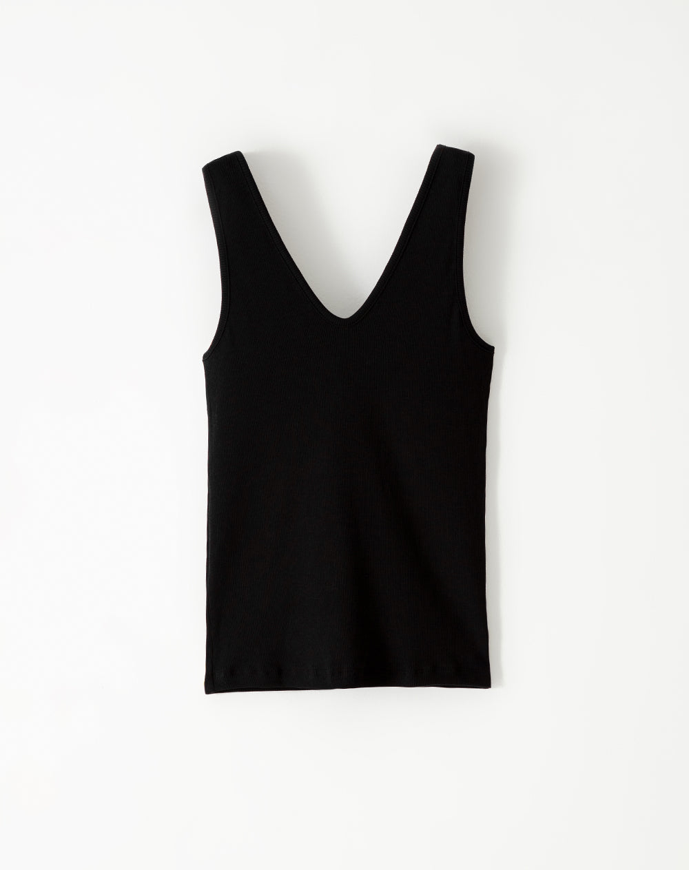 Camiseta manga sisa slim rib algodón negra mujer