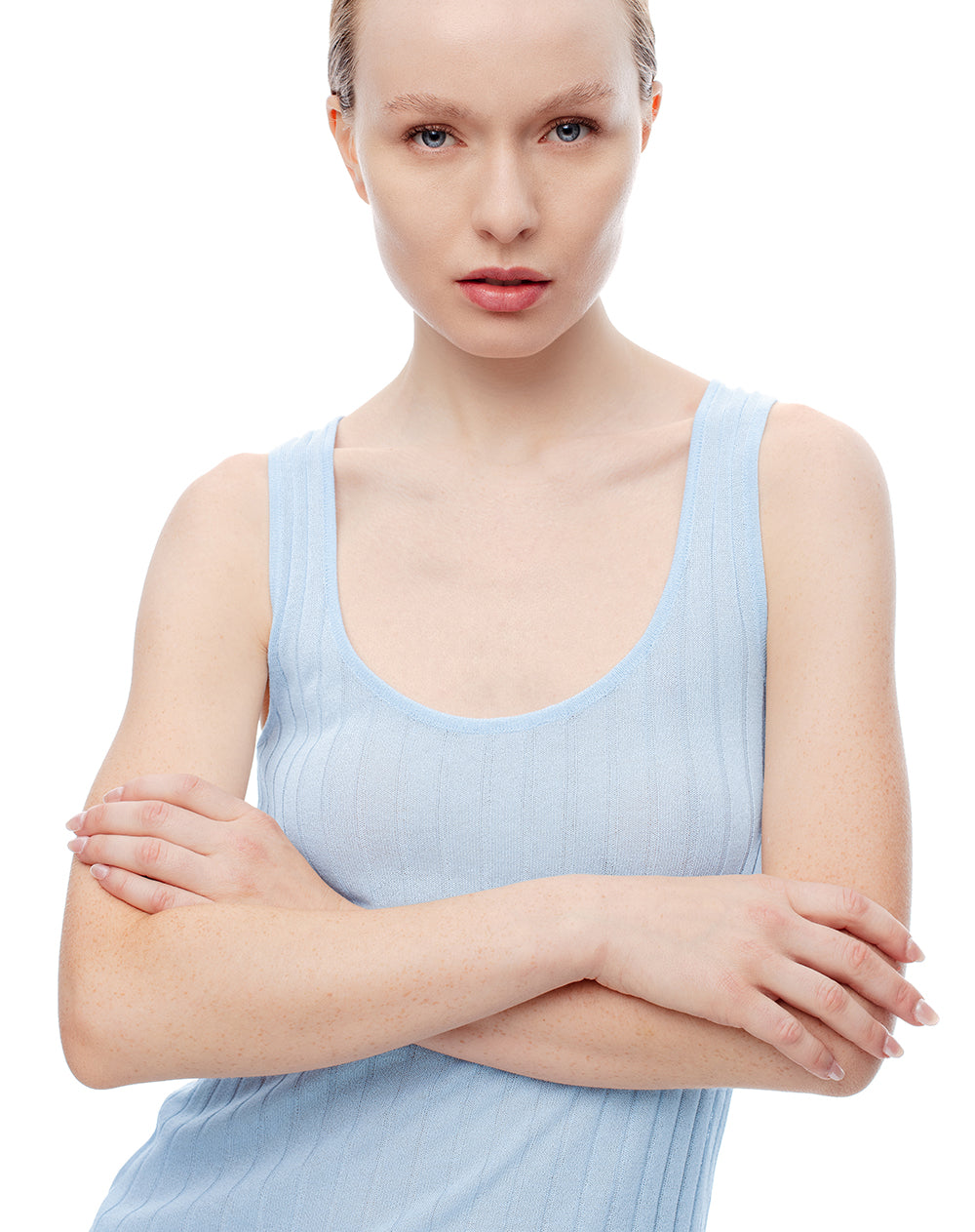 Camisate esquelero slim tejido de punto azul mujer