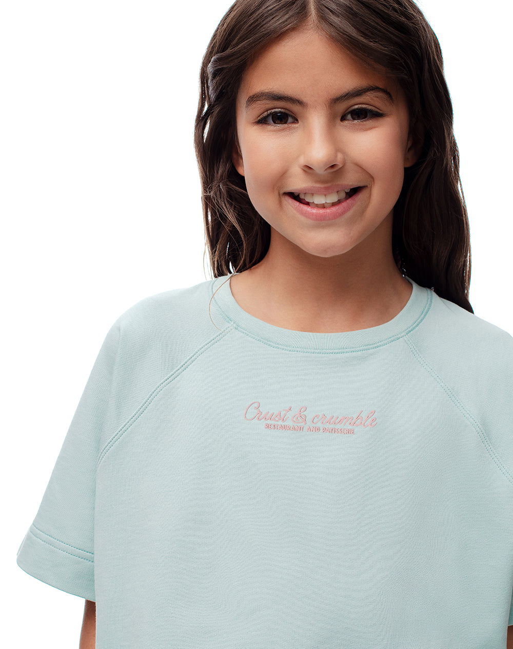 Camiseta oversize algodón azul niña