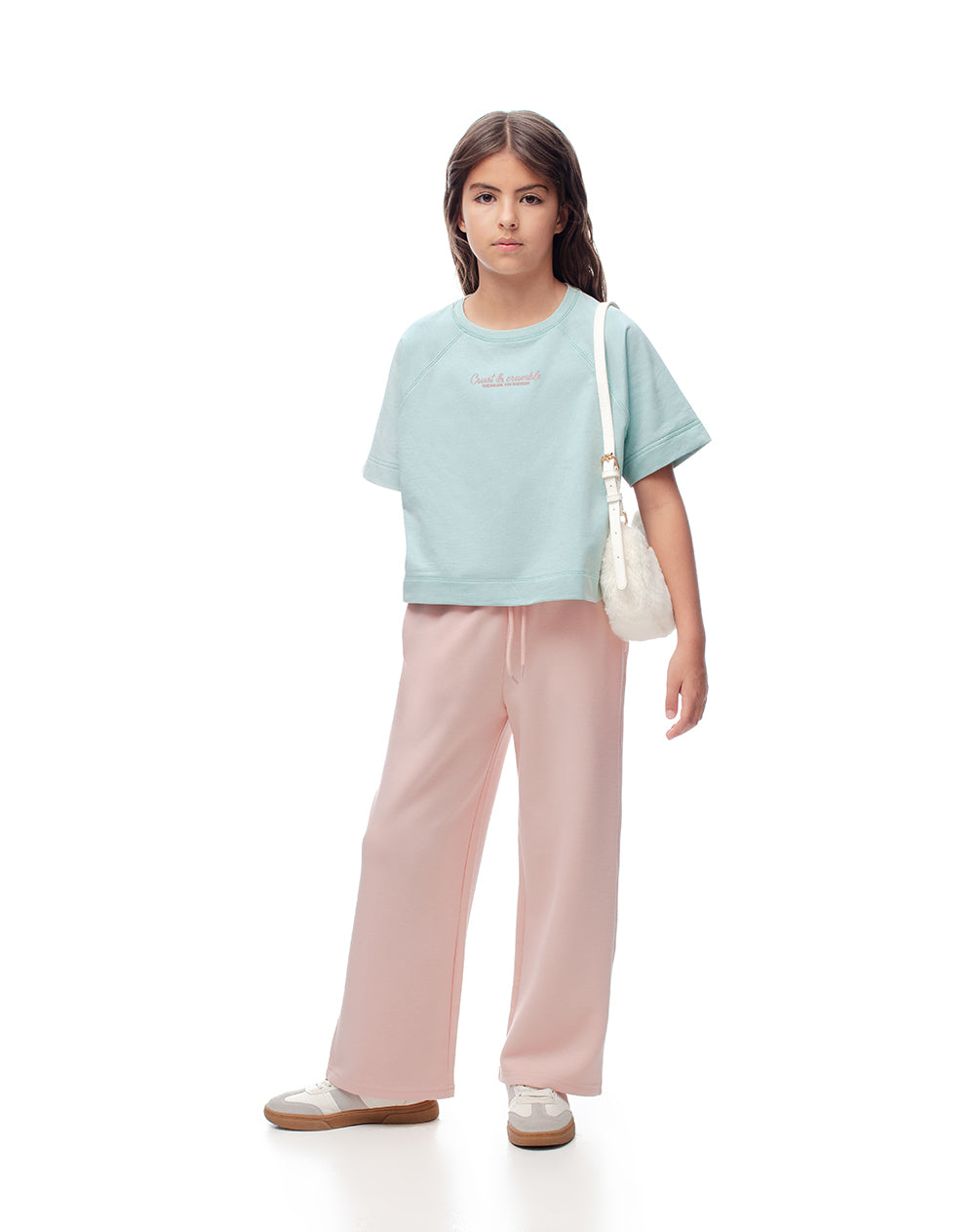 Camiseta oversize algodón azul niña
