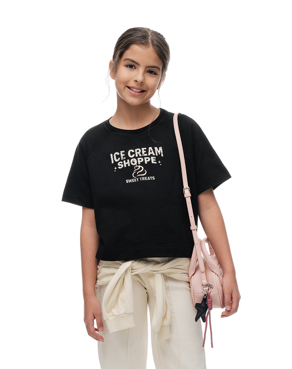 Camiseta oversize algodón negra niña