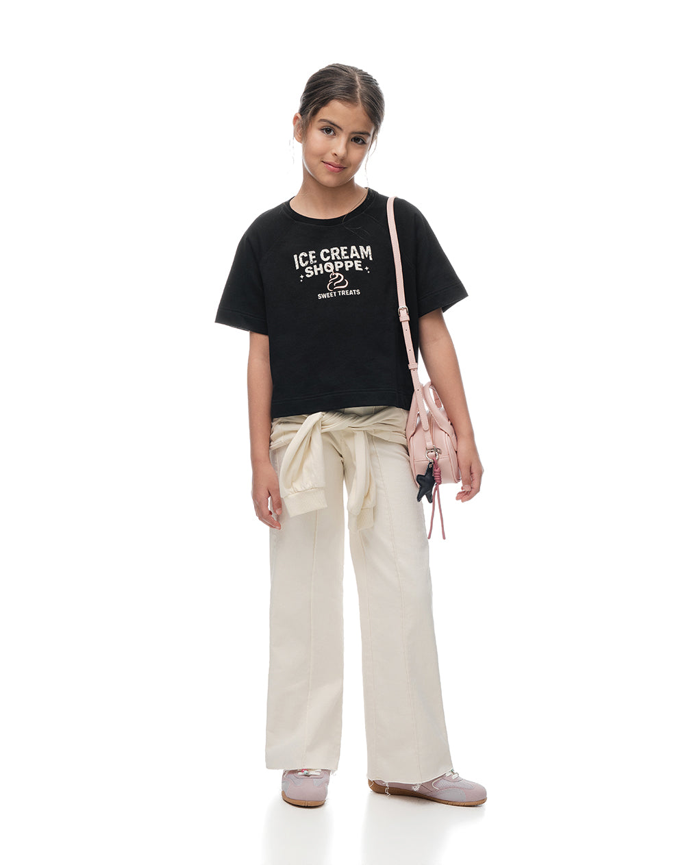 Camiseta oversize algodón negra niña